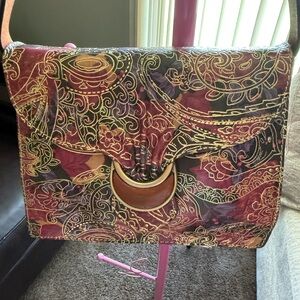 Patricia Nash Red and Black Shoulder Bag with Ornate Design
